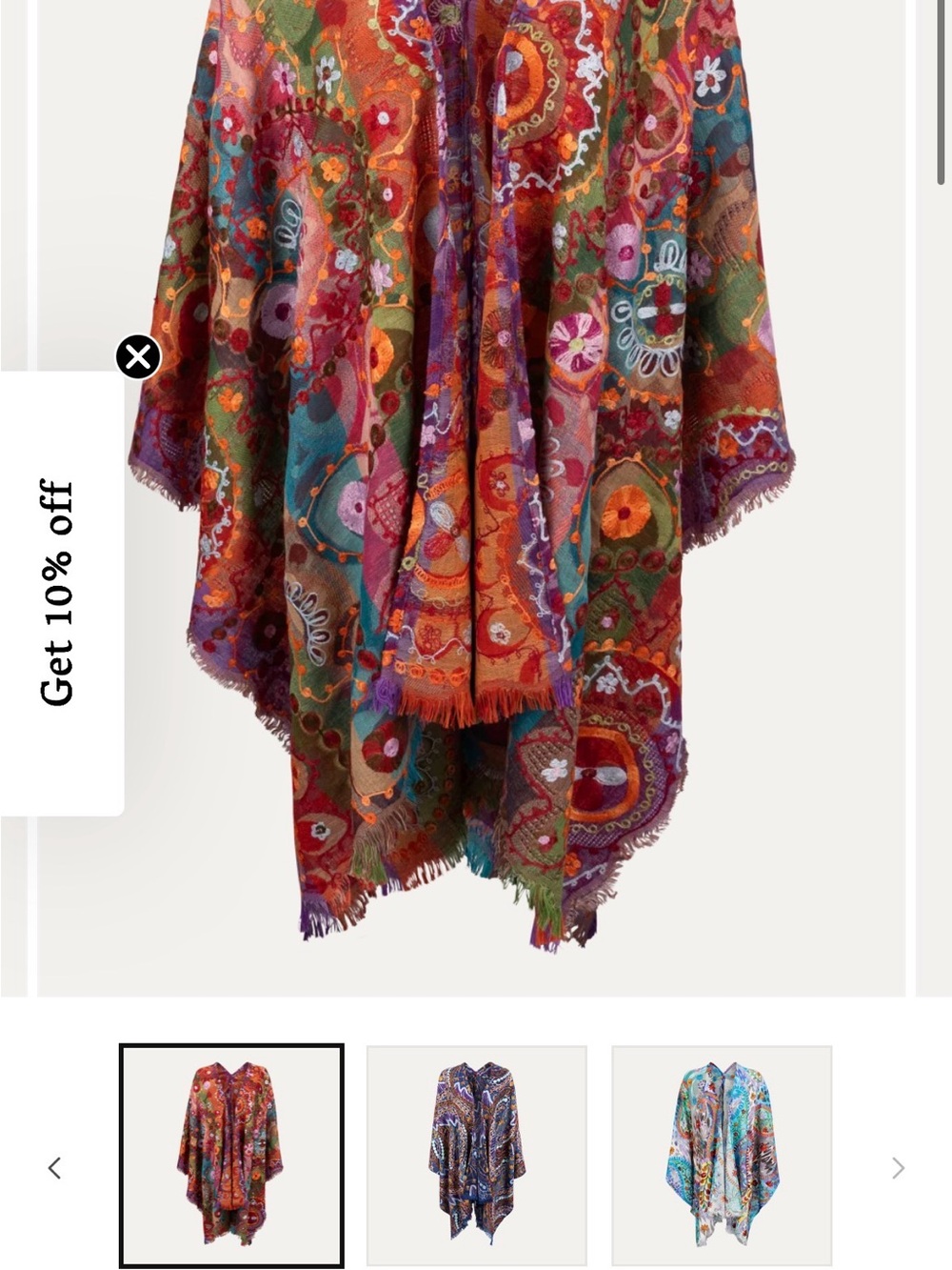 Any Multicolor Embroidered Bohemian Wrap - Picture 4 of 4
